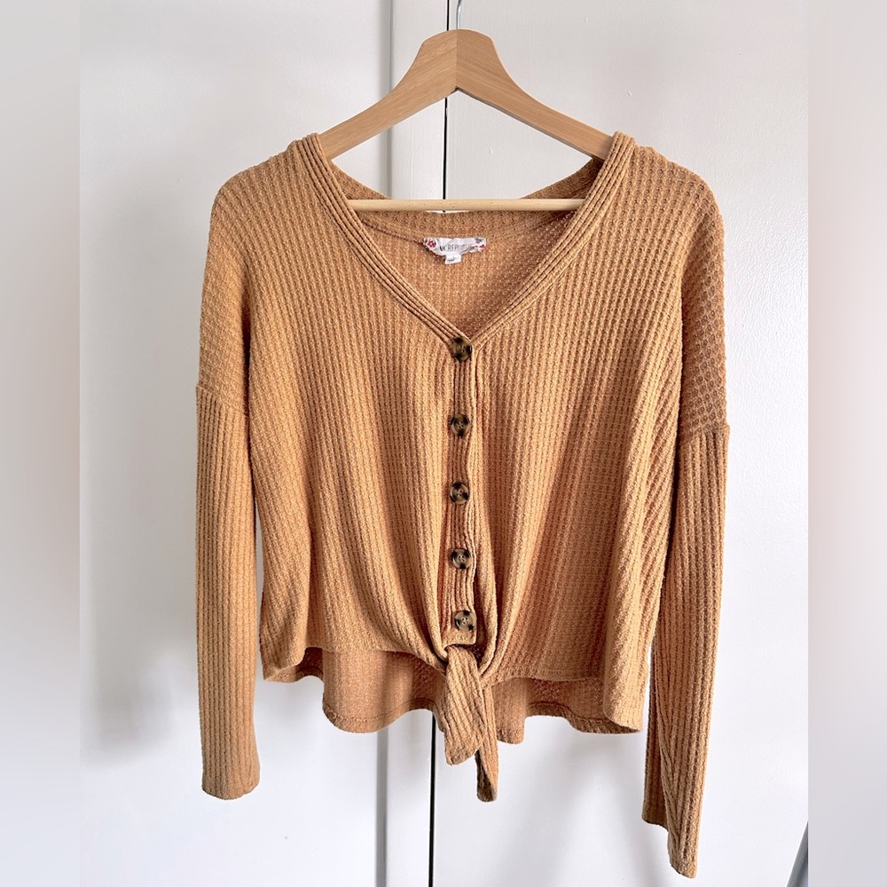 Tan tied knot sweater